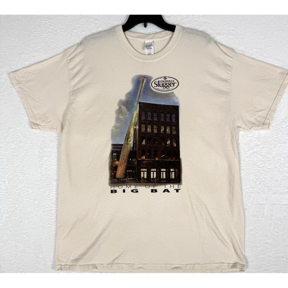 Vintage Louisville Slugger T Shirt Baseball Museum Home Of Big Bat XL Beige